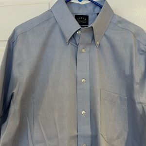 Eagle Shirtmakers Regfit NonIron Stretch Collar Men 6 1/2 34/35 Blue Buttondown